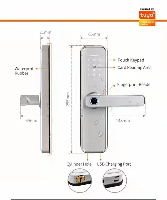 Multi language TUYA TTLOCK  Fingerprint Electronic Smart life Touch Keypad Entry keyless door airbnb lock digital