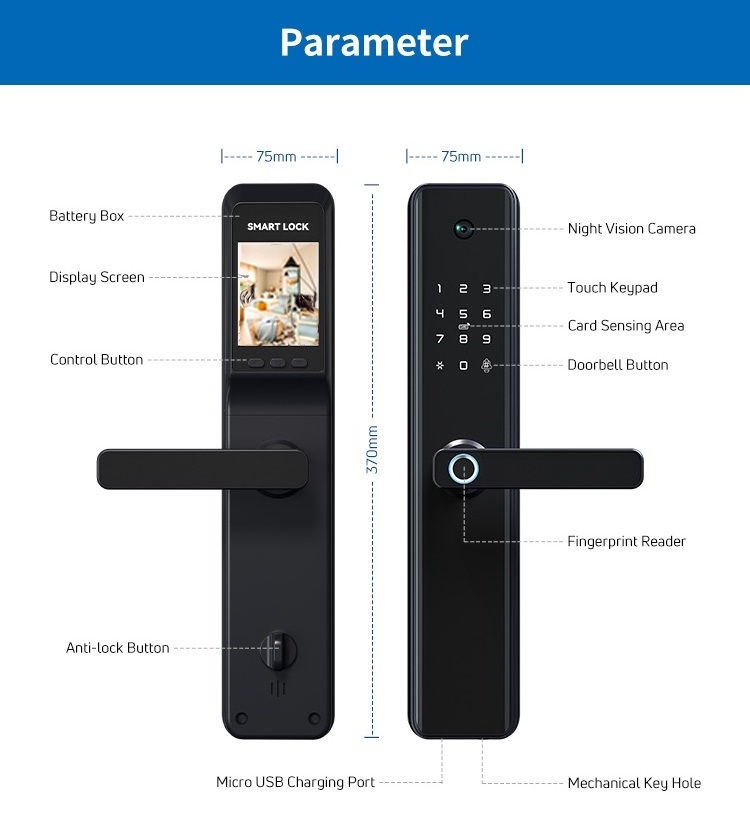 tuya smart card key door lock with camera entry iot smart door lock