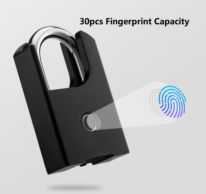 Zinc Alloy Metal Smart Fingerprint Lock USB Rechargeable Fingerprint Padlock for Door Luggage