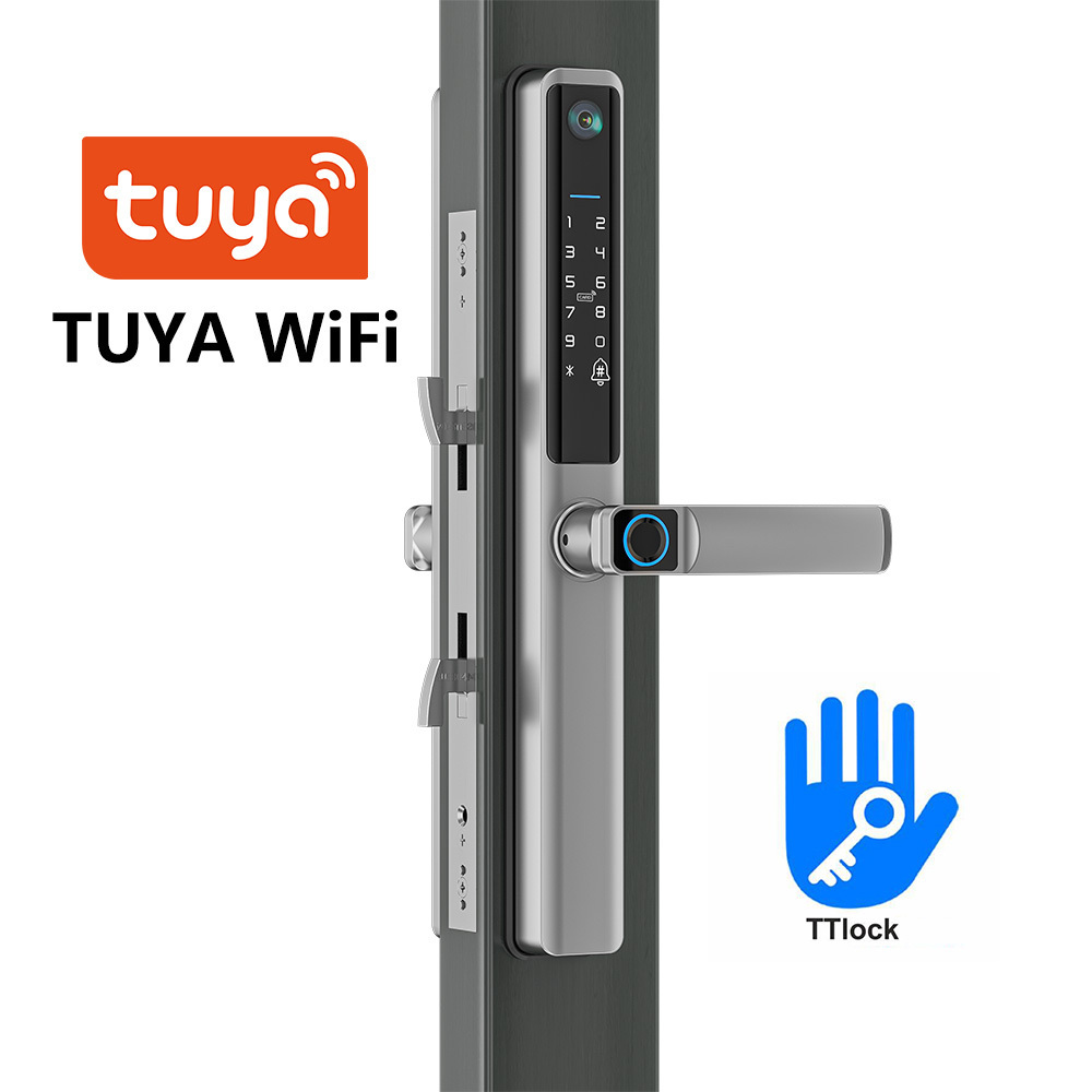 TUYA APP IP66 waterproof smart aluminum door lock with camera