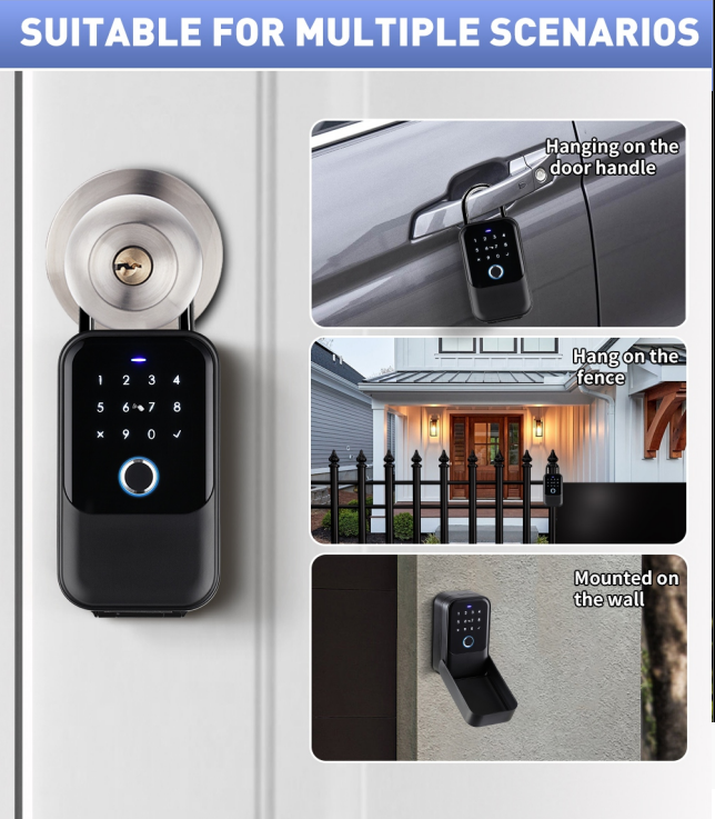 IP65 waterproof Smart Box Lock tuya ttlock Key Lock Box 5-in-1 Blue tooth Lockbox for Door Handle and Wall Smart lockbox