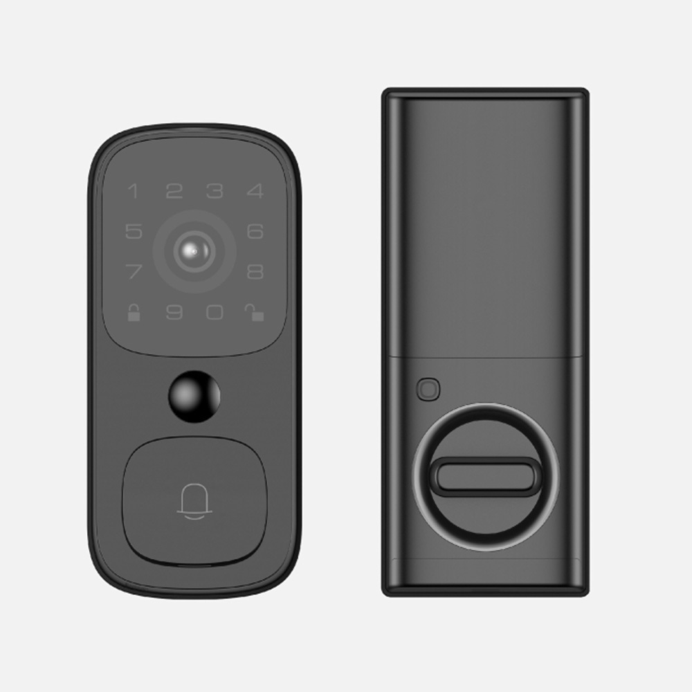 Peek-proof digital keypad 3D Biometric fingerprint sensor smart deadbolt lock with doorbell  camera