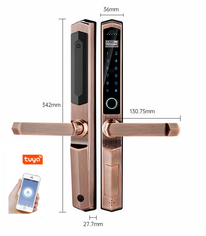 Patio Door Security Lock Outdoor Glass Sliding Door Lock APP WiFi Fingerprint Unlock Waterproof Smart Patio Door Locks