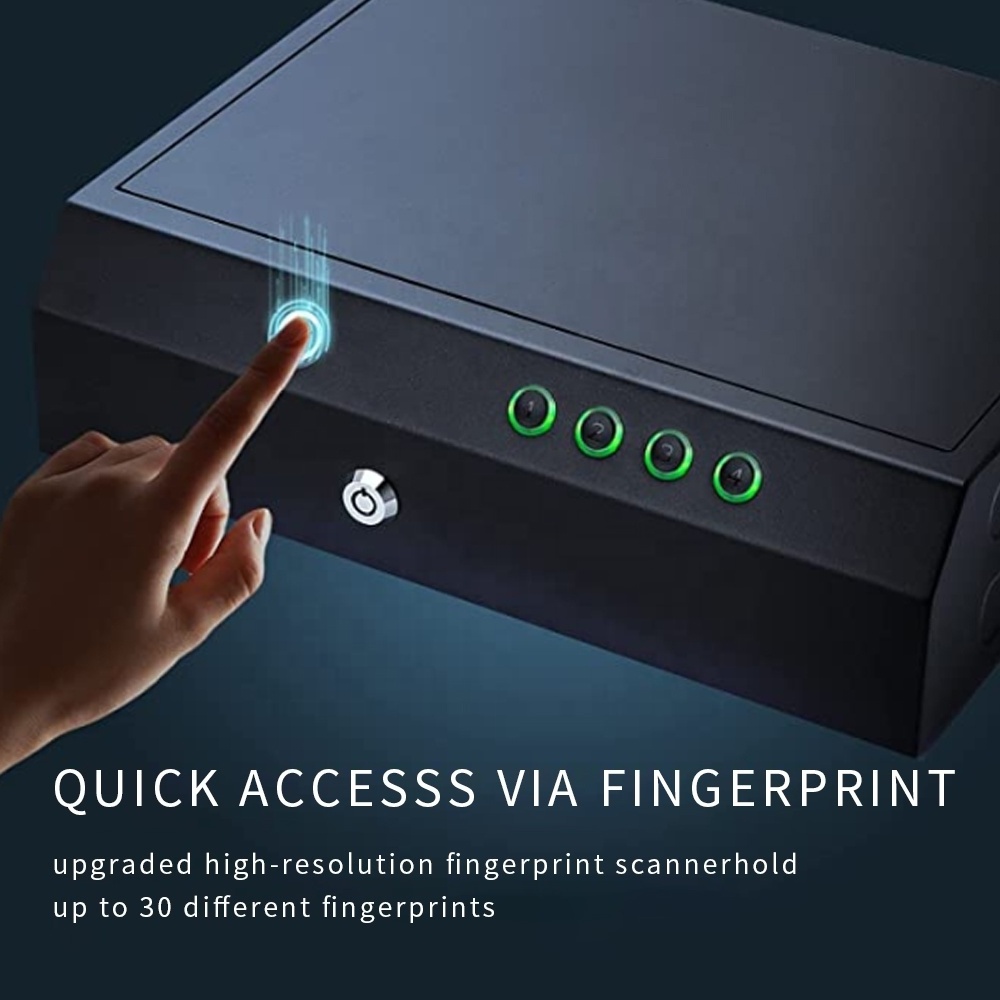 Fingerprint Quick Access Gun Safe box Biometric Gun Safes for Pistols Fingerprint Quick Access