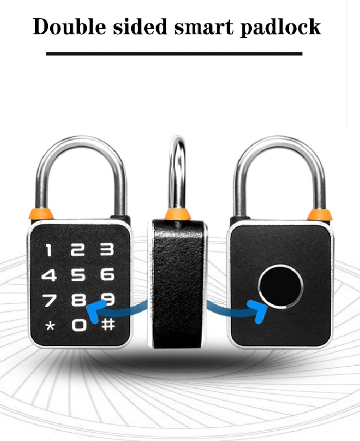 Double sided app waterproof small mini size fingerprint password smart padlock for backpack lockers wardrobs