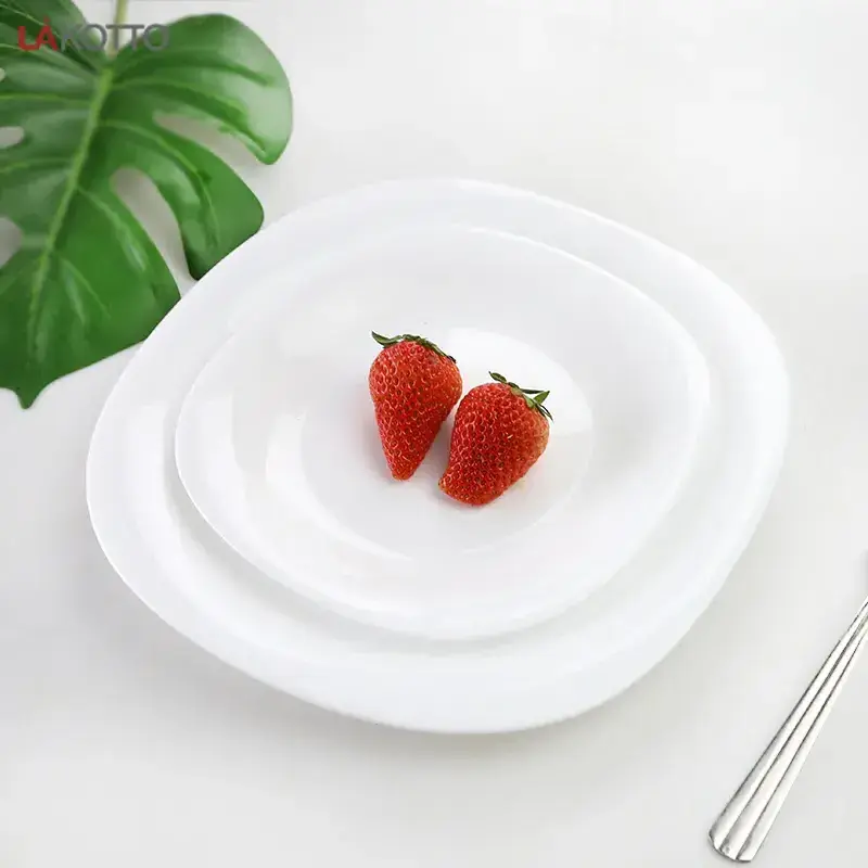 Wholesale warming plate with flat bottom plate high temperature resistant square flat plate tempered glass white jade tableware