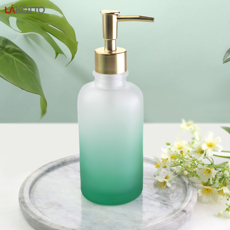 300ml high quality gradient color dispensing glass bottle packaging bottle bathroom shampoo glass bottle