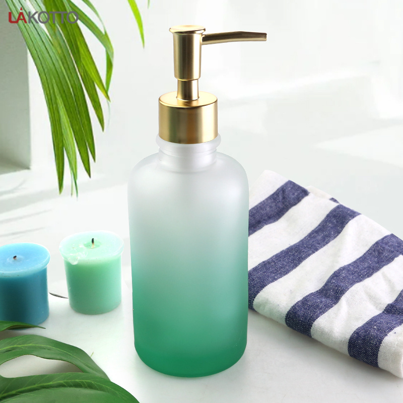 300ml high quality gradient color dispensing glass bottle packaging bottle bathroom shampoo glass bottle