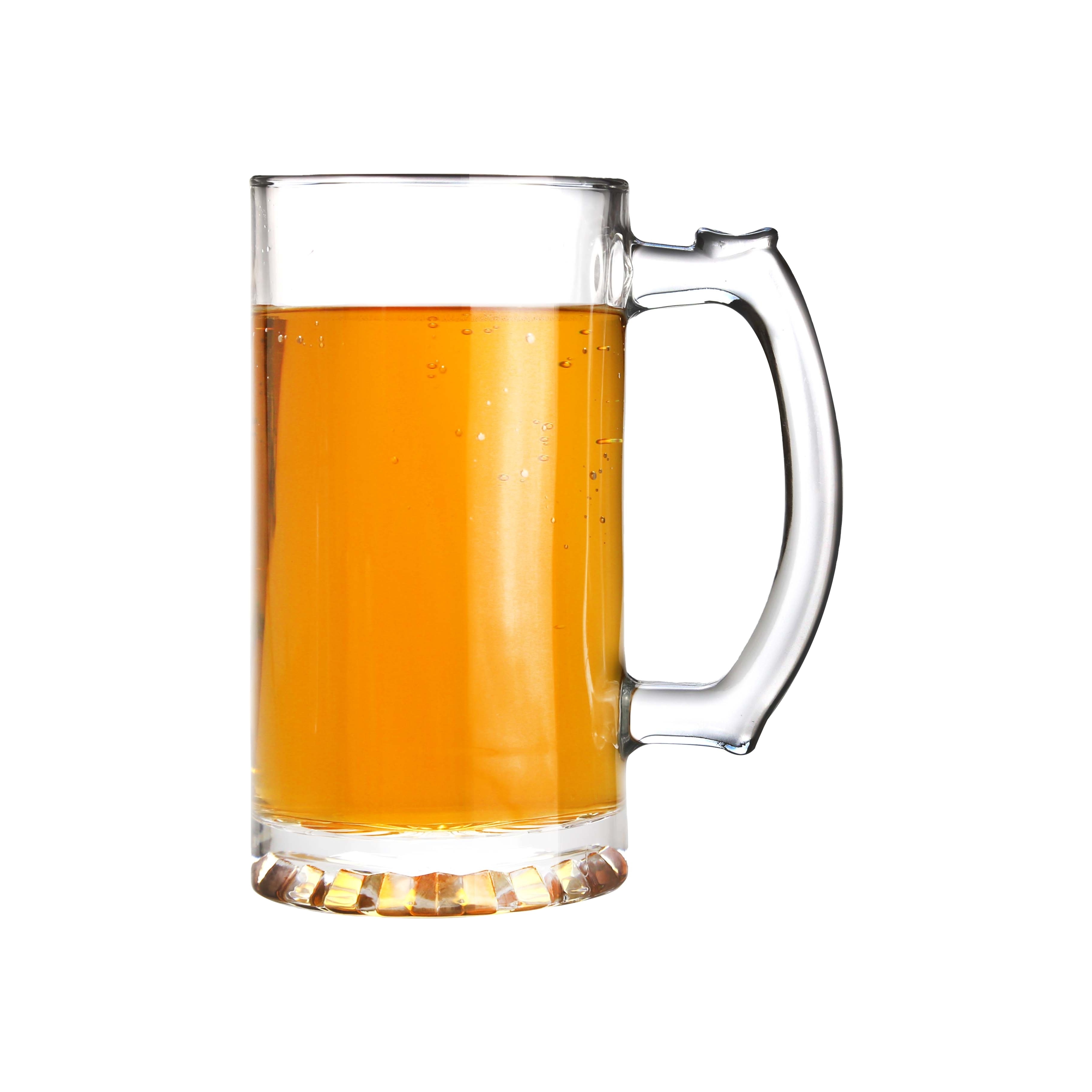 Customize delicate bottom Glass Material Freezer Beer Mug For Bar Restaurant Home Party glass mug with Comfortable handle