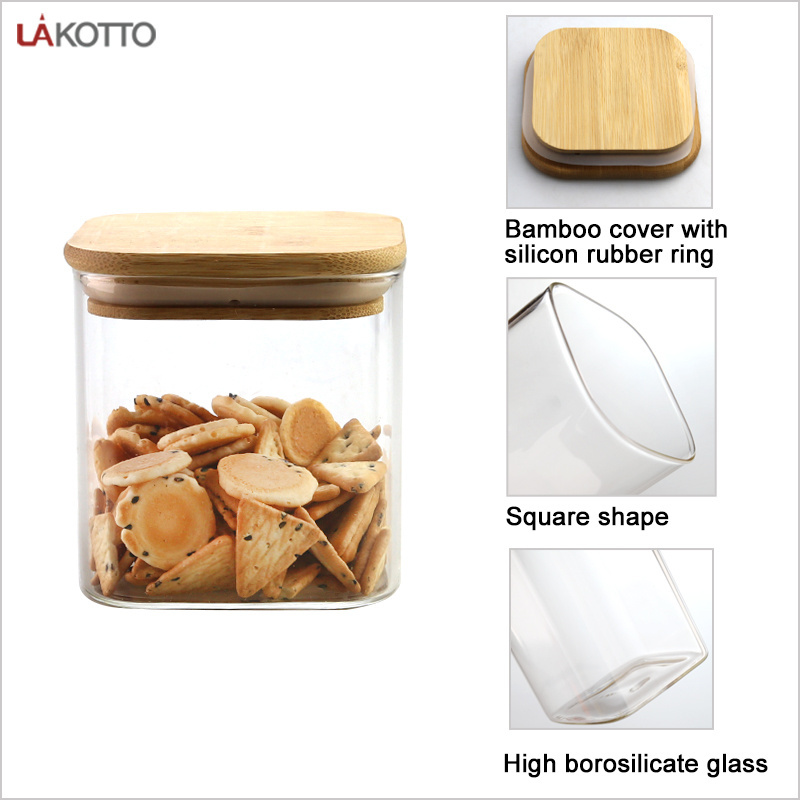 High quality round recycled glass jars with timber lids swing top glass storage jar