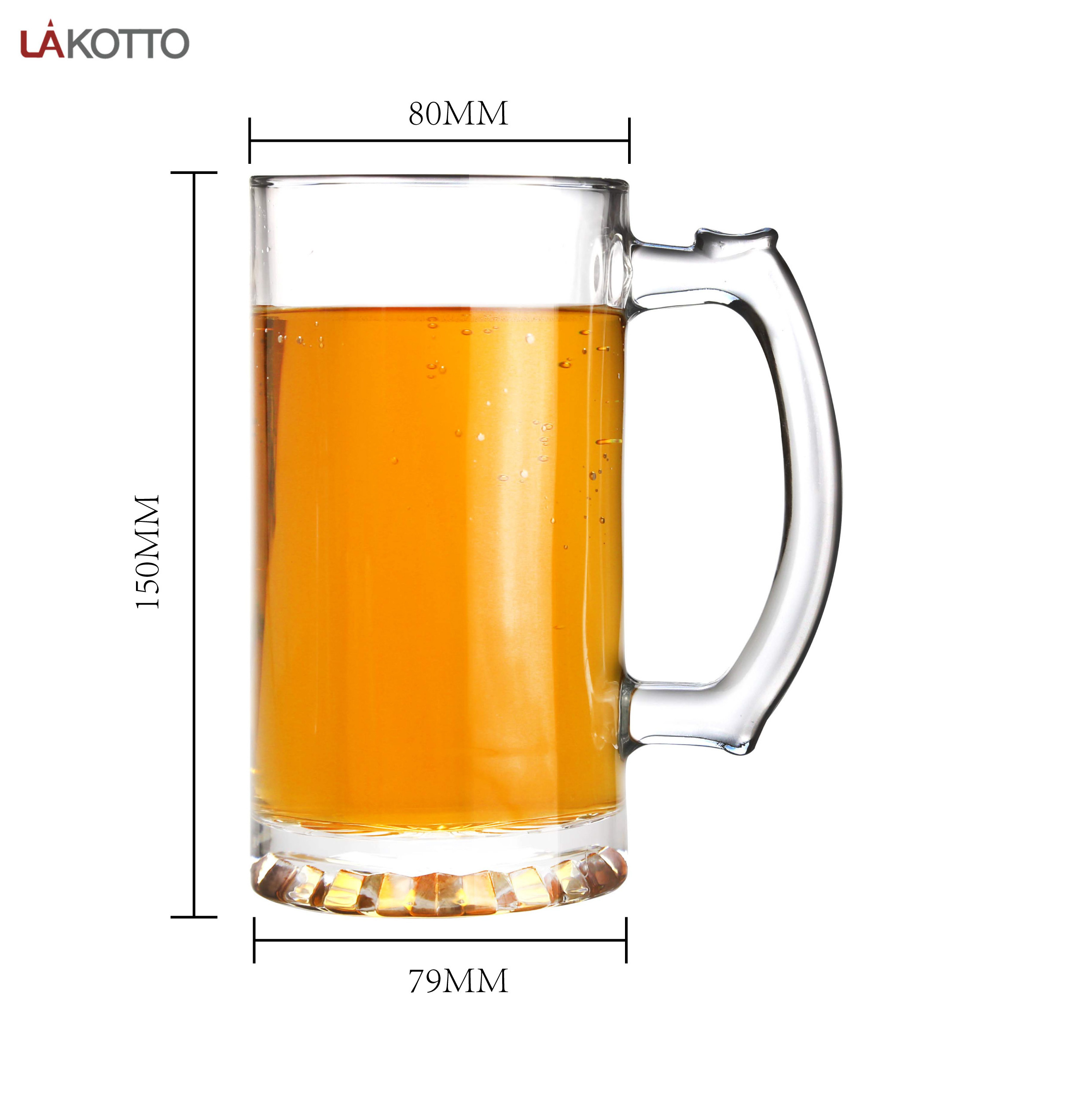 Customize delicate bottom Glass Material Freezer Beer Mug For Bar Restaurant Home Party glass mug with Comfortable handle