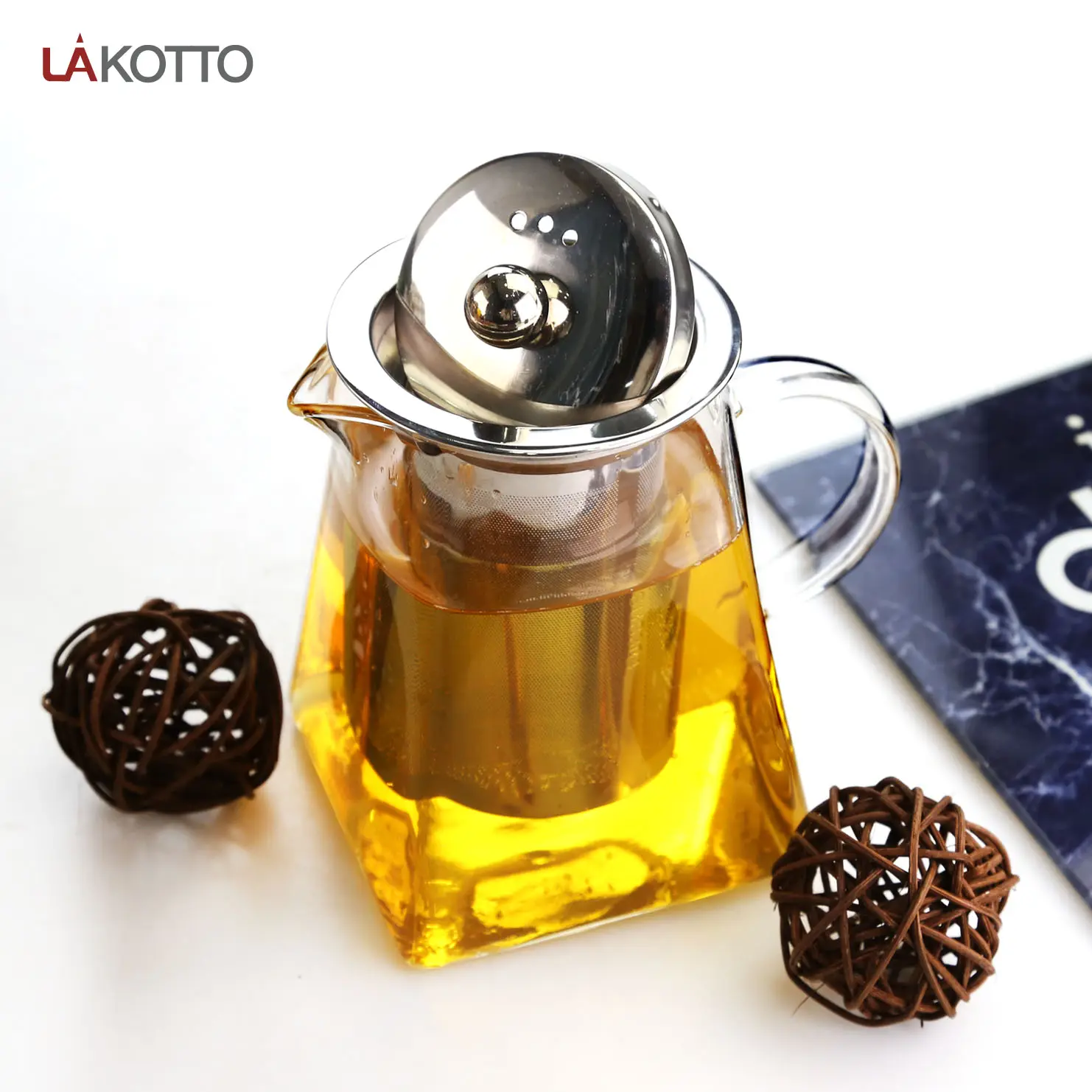 650ml square heat-resistant borosilicate pot with stainless steel strainer tea boiler boiler teapot household large capacity