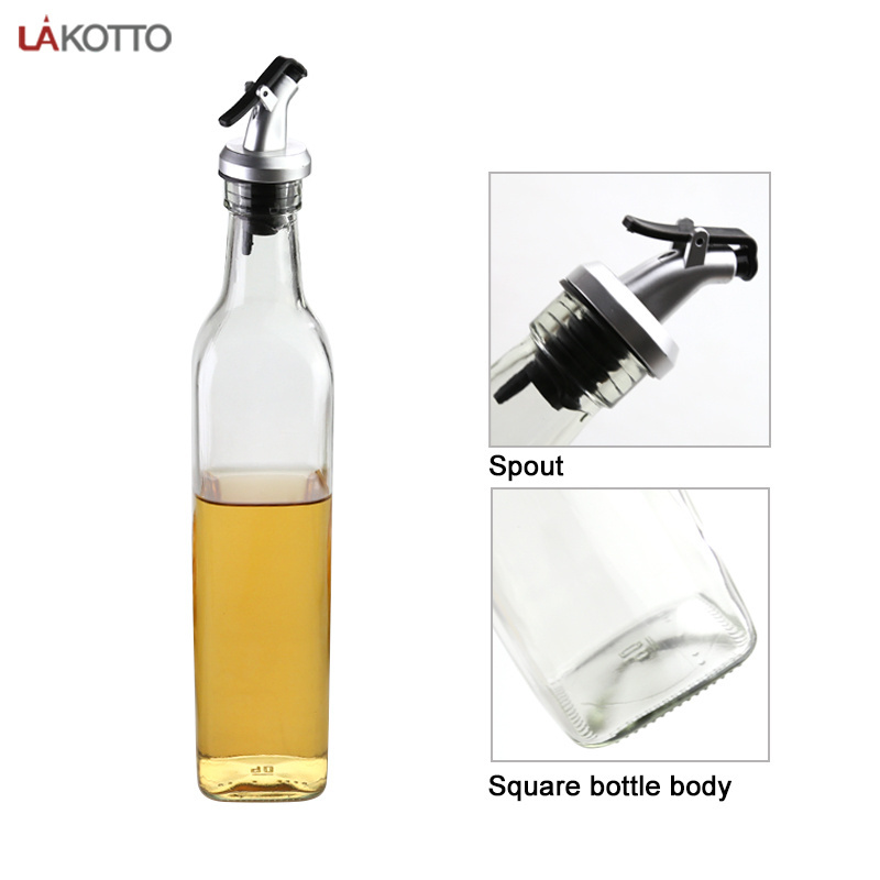 500ml Kitchen Square Cooking Olive Oil Glass Bottle Empty oil vinegar glass dispenser