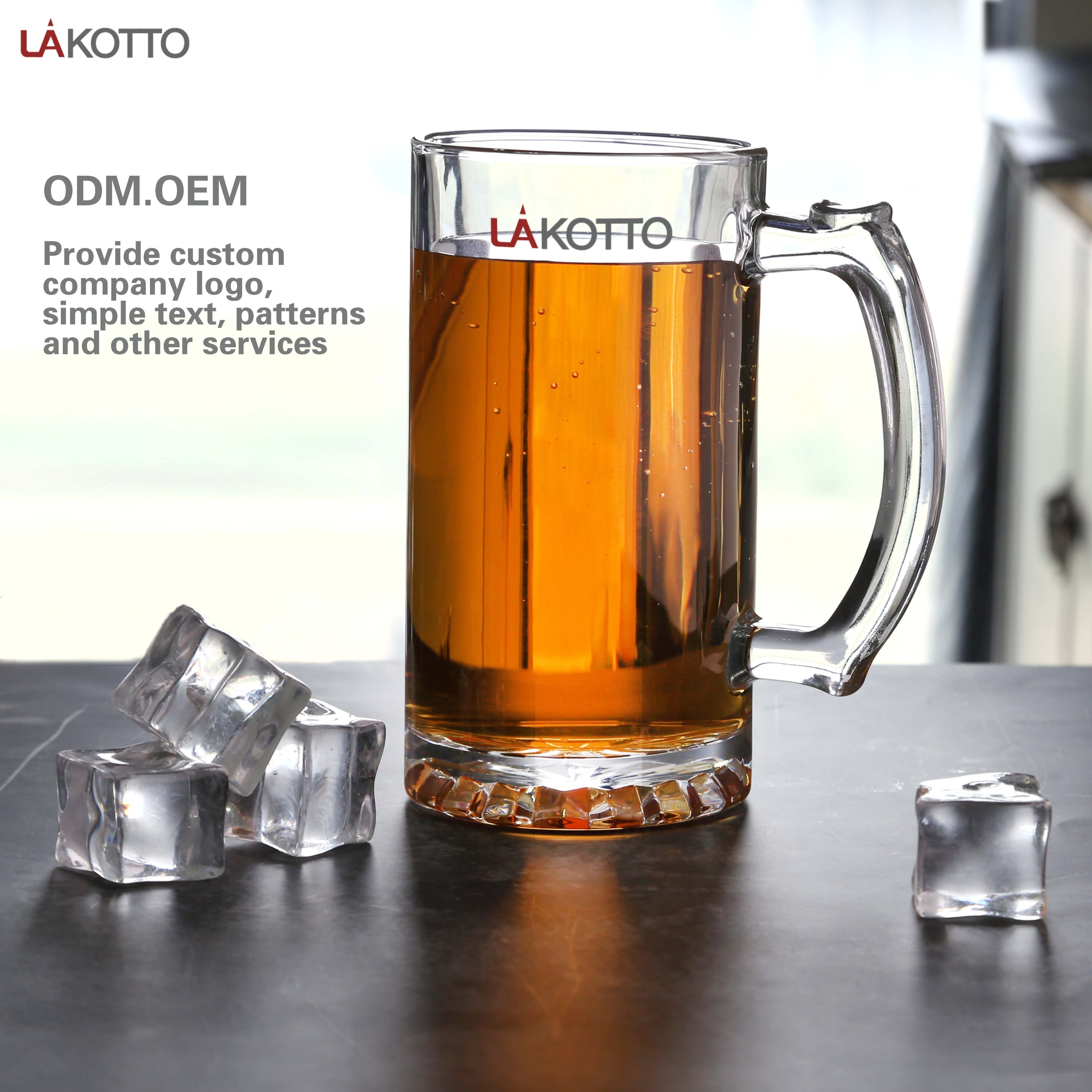 Customize delicate bottom Glass Material Freezer Beer Mug For Bar Restaurant Home Party glass mug with Comfortable handle