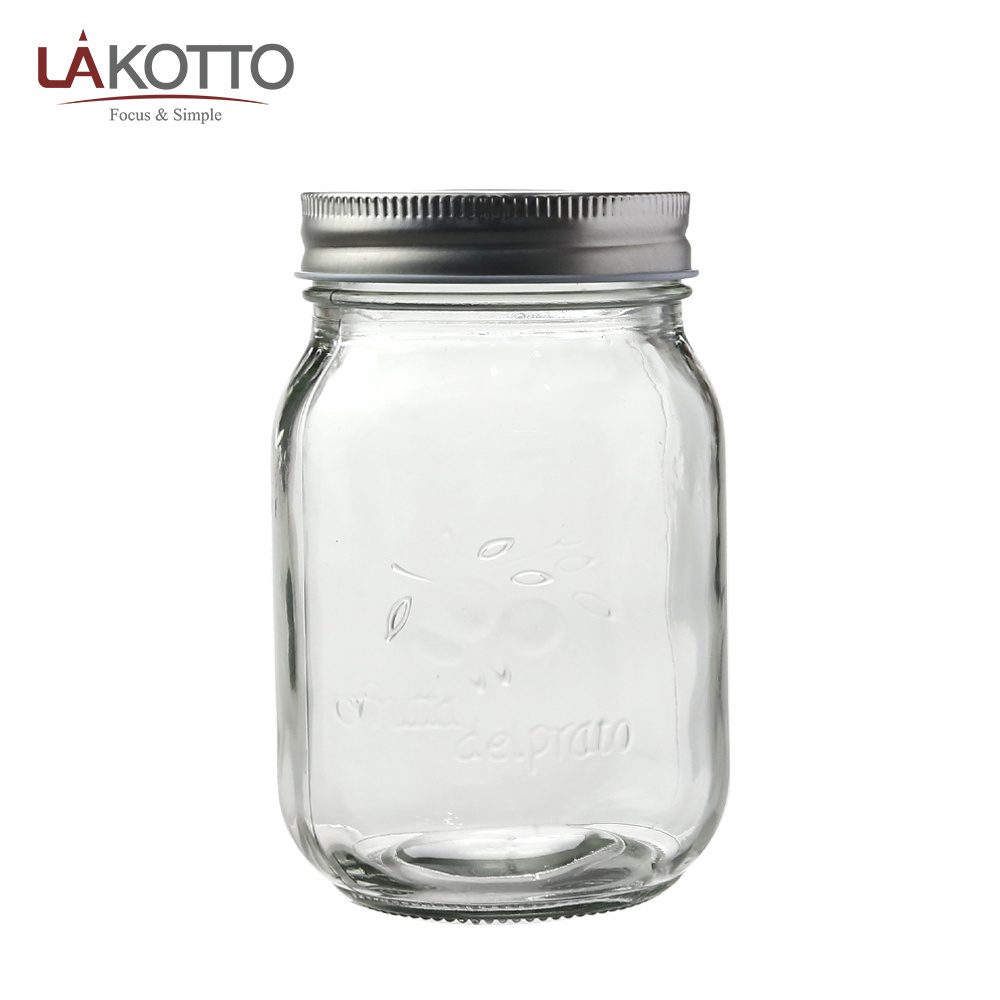 450 ml round jar with metal lid Mason jar Kitchen storage glass candy pot