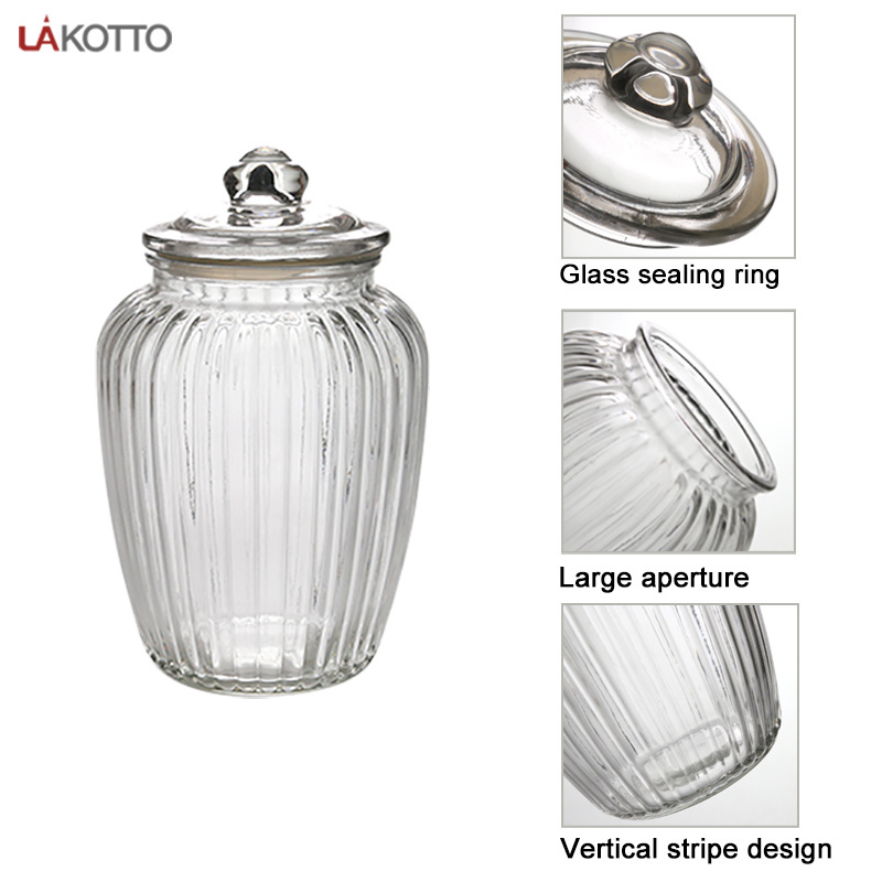 Eco-friendly pumpkin  kitchen ware airtight nuts oats preserving  containers clamp sealed large glass storage jars