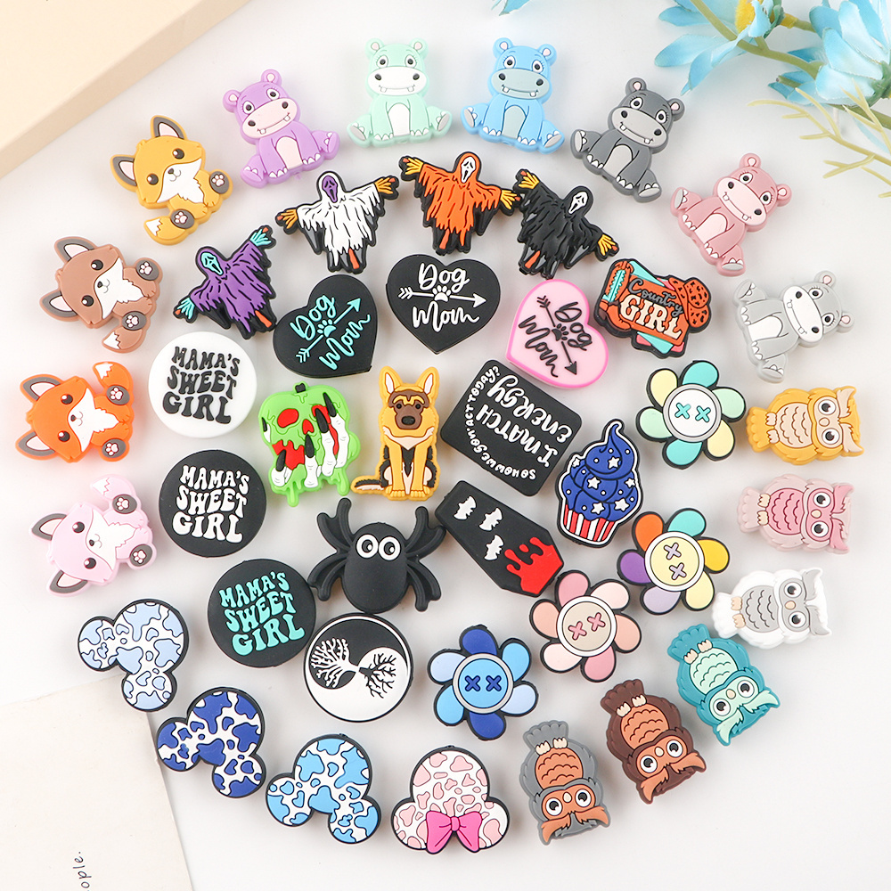 Wholesale Loose bead Cartoon Animal Charm Focal Silicone Beads For DIY Pacifier Chain Bracelet Necklace Keychain Jewelry Making