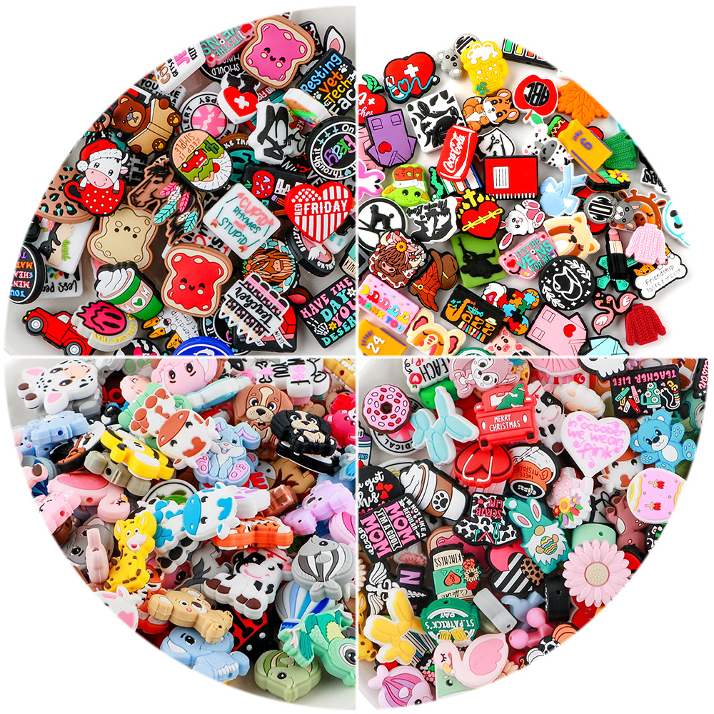 Custom Wholesale Mixed DIY Silicone Beads Bracelets Handmade Cartoon Animal Focal Beaded Pens Soft Toy Jewelry Making