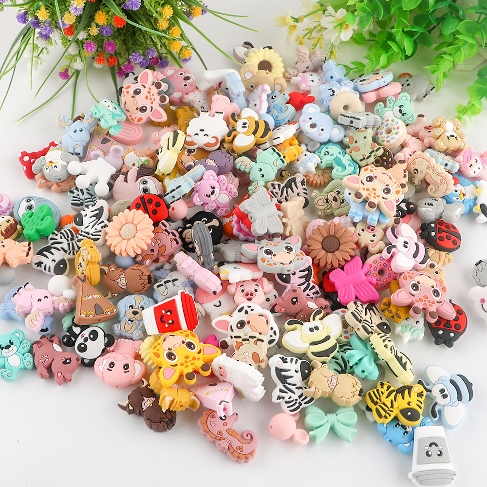 Kovict New Products Mixed Color Bulk Animal Silicone Beads Food Grade Teething Beads BPA Free Silicone Beads Wholesale