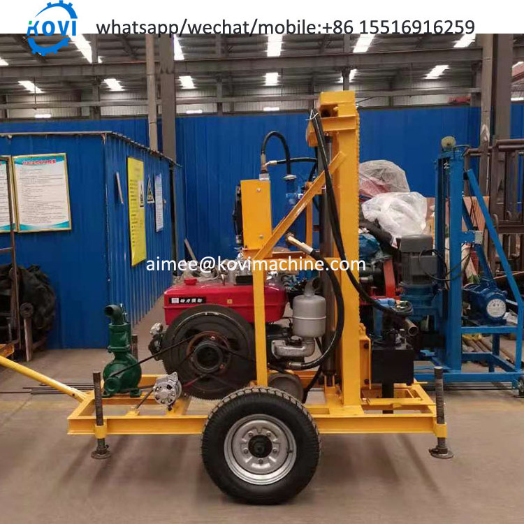 Professional Diesel Engine Borehole water well drilling rig machine 100m Depth Rock drillers for sale