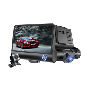 Hot sell 4'' Car Dvr Camera Three Lens auto Video Recorder 170degree Wide Angle Car Camera G-sensor Night vision Dashcam