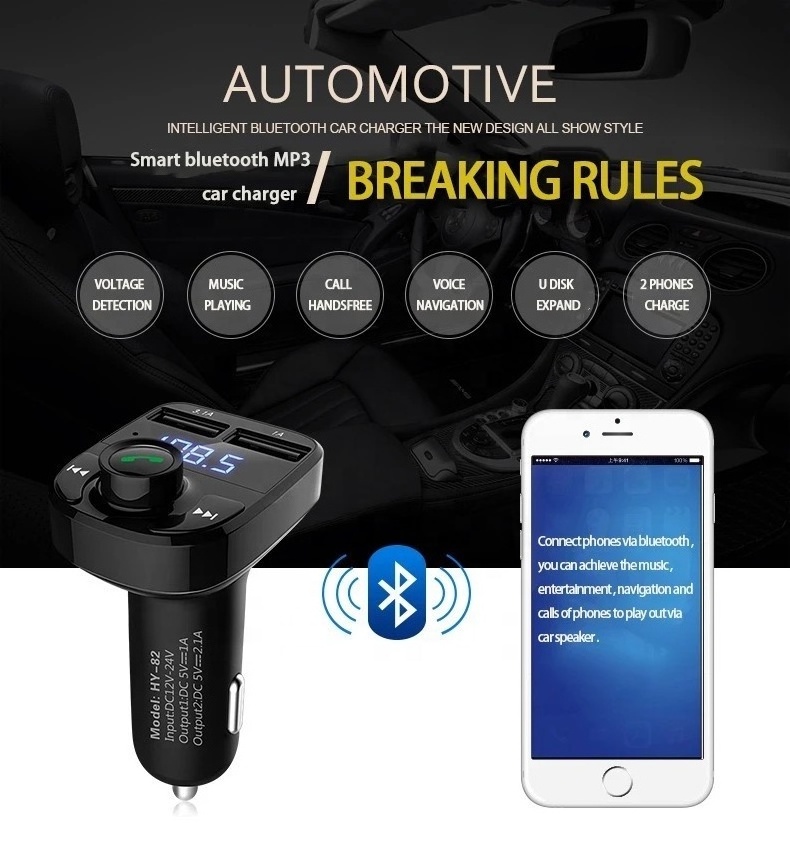 Hot Selling X8 Dual Usb Car Charger Handsfree Wireless Bt Fm Transmitter Modulator Car Kit Mp3 Audio Player