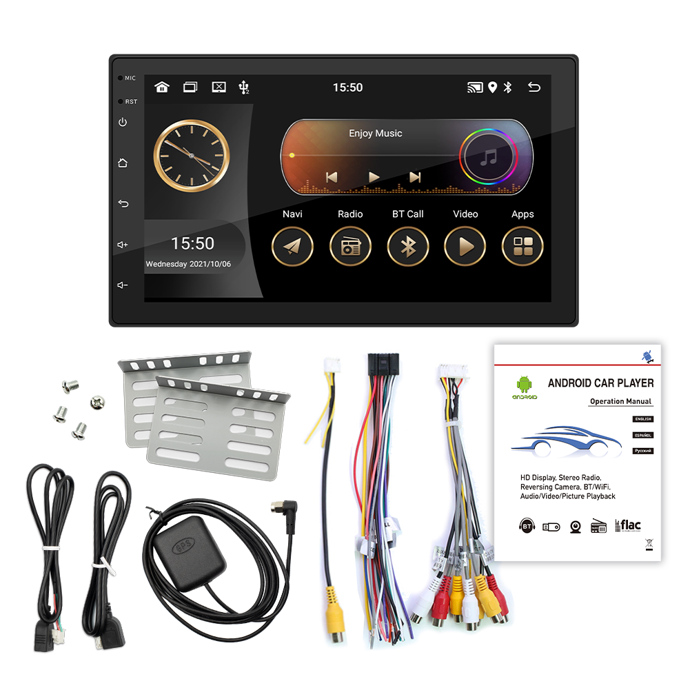 7 inch touch screen android 11 car dvd player without cd flat screen 2 din universal car radio GPS WIFI BT carplay screen