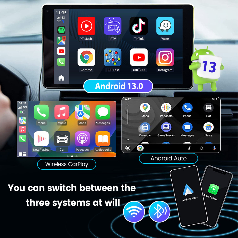 Carlinkit 8G+128GB Magic Carplay Box Wireless USB Dongle Radio Android 13 System Wireless Android Auto Carplay Ai Box