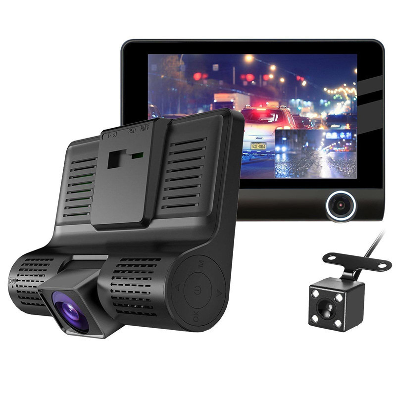 NEW 4.0 inch 1080P 3 Lens Full HD Car DVR Camera 170 Degree Rearview Car Dash Camera G-sensor Auto Car Camera Recorder