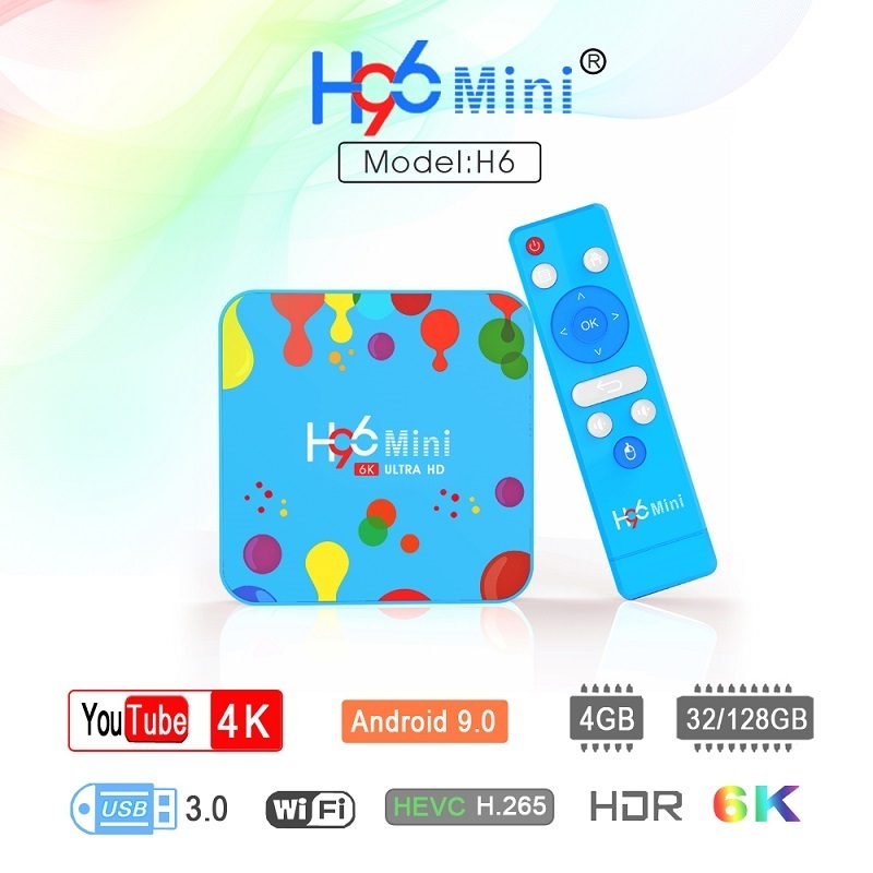 Newest Blue color 4G 32G 128G H96 MINI H6 Android 9.0 TV BOX 4K 1080P 5.0G WIFI BT 4.1set top box