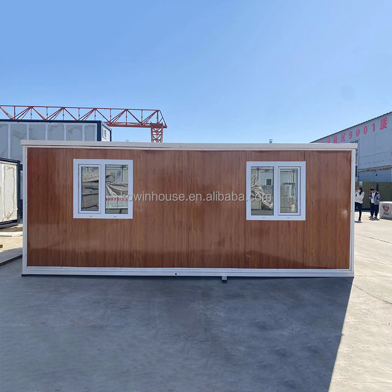 20Ft Woodgrain Luxury Modern 3 Bedroom Prefabricated Expandable Container Living House 20 Ft Waterproof Folding Prefab Villa