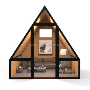 Huts Resort Cottage Home Wooden Triangle Shape Steel Structure Small Houses A Frame Cabin