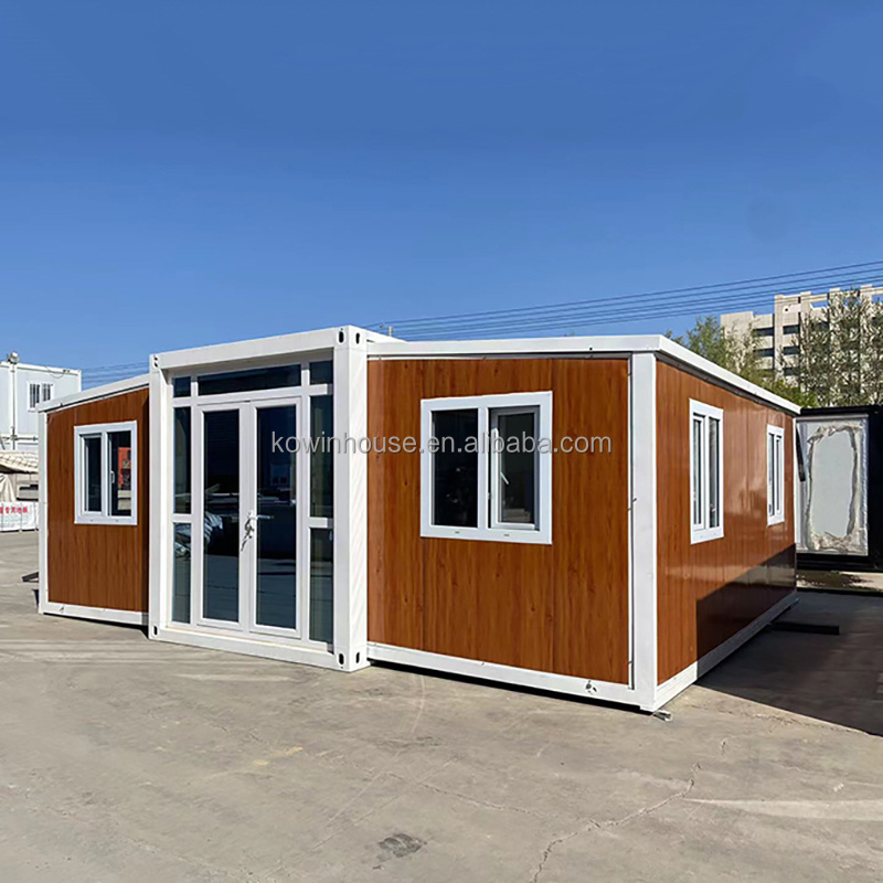 20Ft Woodgrain Luxury Modern 3 Bedroom Prefabricated Expandable Container Living House 20 Ft Waterproof Folding Prefab Villa