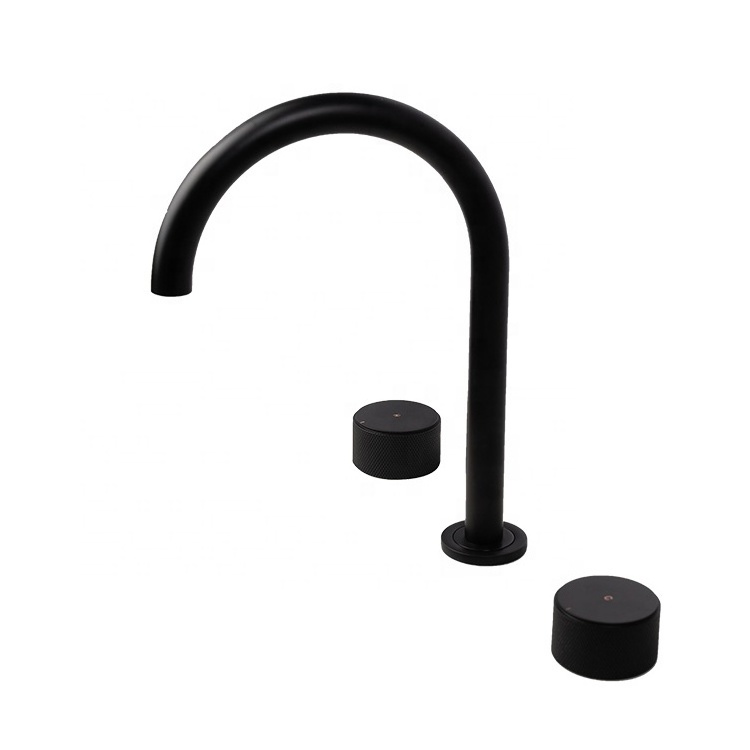 Basin Faucets Bathroom Sink Faucet Black/Chrome Brass 3 Holes Double Handle Luxury Bathbasin Bathtub Taps Hot & Cold Mixer W