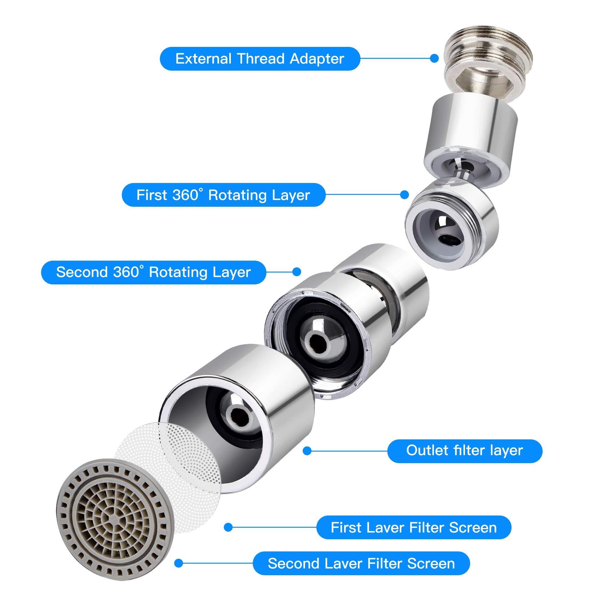 Universal Splash Filter Faucet Extender Faucet Aerator Swivel Dual Function Rotating Water Outlet for Kitchen and Bathroom