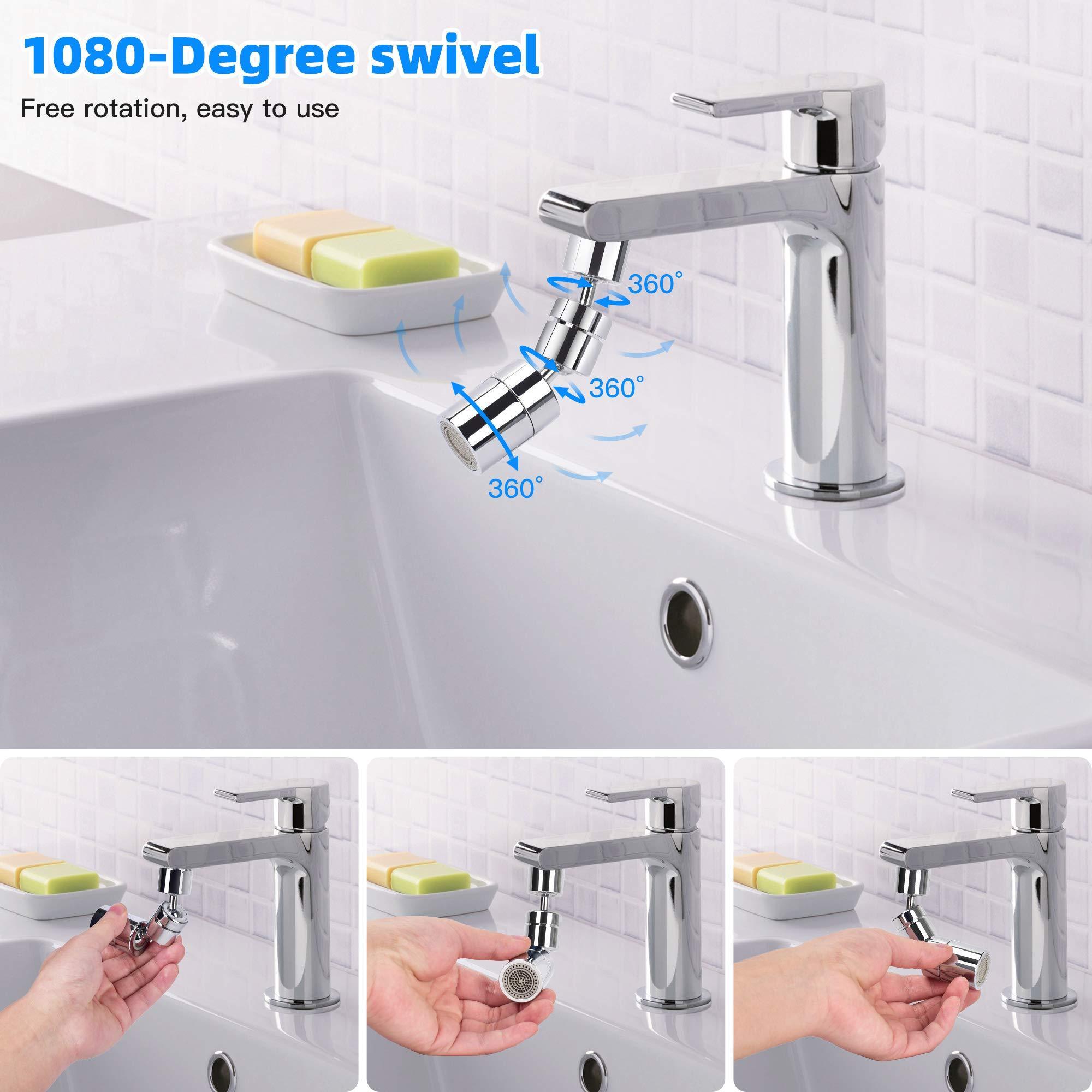 Universal Splash Filter Faucet Extender Faucet Aerator Swivel Dual Function Rotating Water Outlet for Kitchen and Bathroom