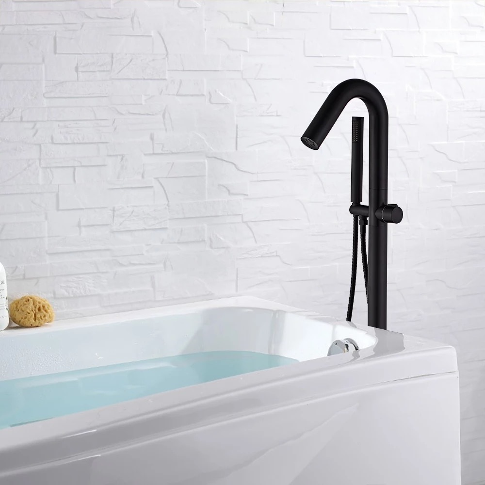 bathroom shower mixer tap matching with floor stand bathtubs, brass body floor mounted freestanding bathtub faucet