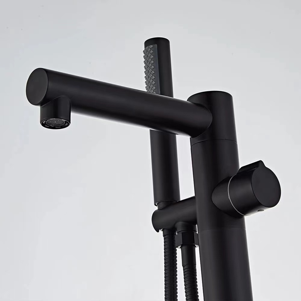 Europe freestanding matt black bath floor mounted spout free standing bathtub mixer taps faucet