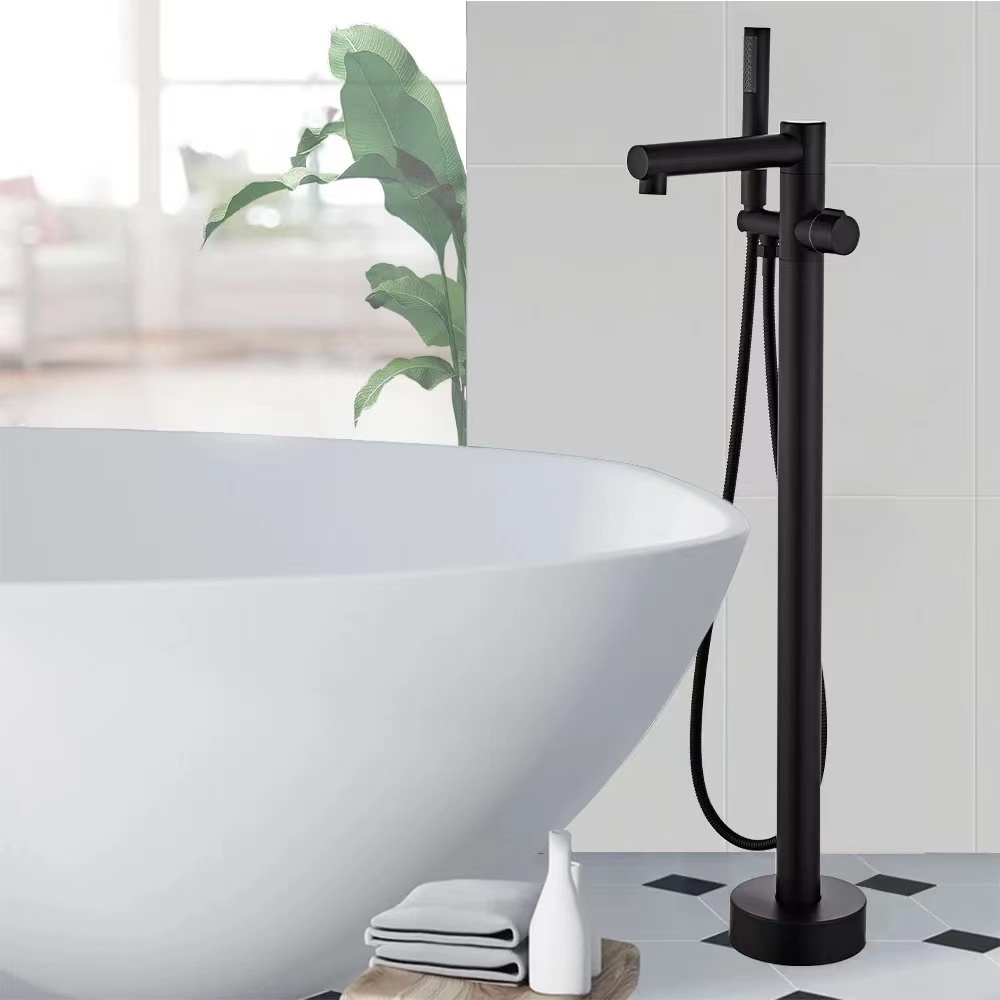 Europe freestanding matt black bath floor mounted spout free standing bathtub mixer taps faucet