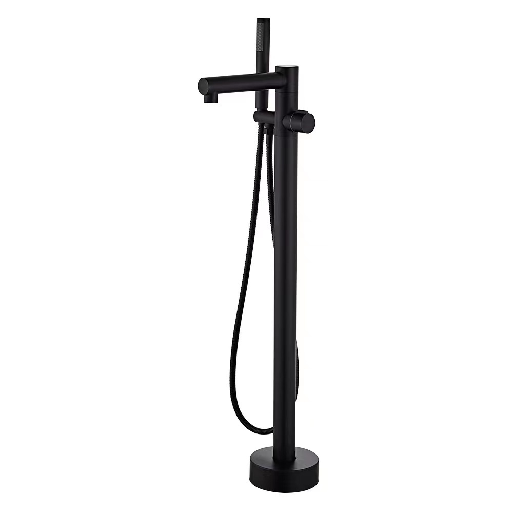 Europe freestanding matt black bath floor mounted spout free standing bathtub mixer taps faucet