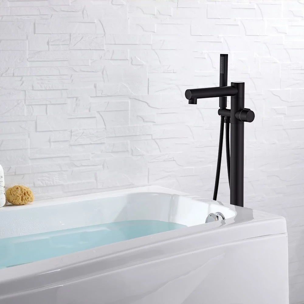 Europe freestanding matt black bath floor mounted spout free standing bathtub mixer taps faucet