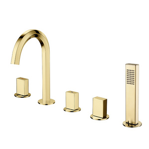 Gold Deck Mounted Conceal Style Waterfall Bathtub Faucet Hot And Cold Mixing Valve