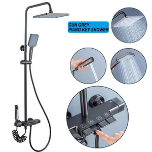 Piano Keys 4-Functions Shower Faucet Gunmetal Grey Shower Fixture Combo System