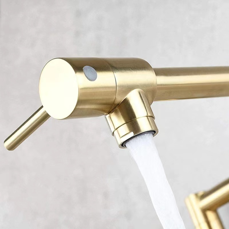 Brass Kitchen Pot Filler Folding Faucet Double Joint Swing Arm Sink Faucet