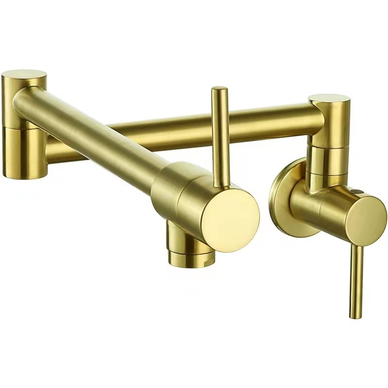 Brass Kitchen Pot Filler Folding Faucet Double Joint Swing Arm Sink Faucet