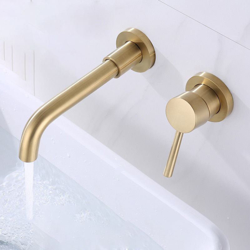 Wall Mount Tap Mounted Mixer Black Wash Brushed Gold 360 Rotation Dual Cross Handles Bathroom Vidric Waterfall Hot Basin Faucet