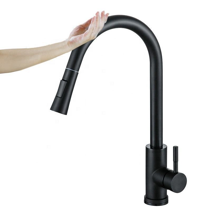 Hot and Cold Mixed Faucet Sensor Touch-less Faucet Pull out Kitchen Faucet