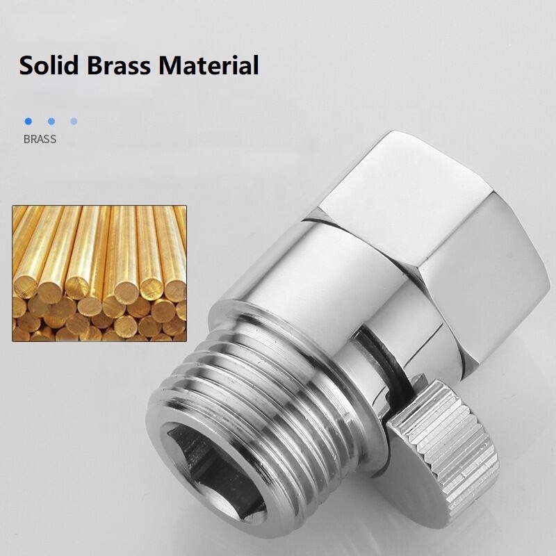 Solid Brass Chrome Water Saving Shut-off Valve to Water pressure Controlling for Bidet sprayer and Bath shower