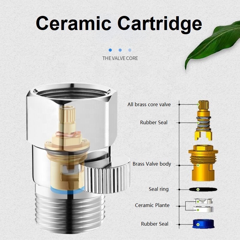 Solid Brass Chrome Water Saving Shut-off Valve to Water pressure Controlling for Bidet sprayer and Bath shower