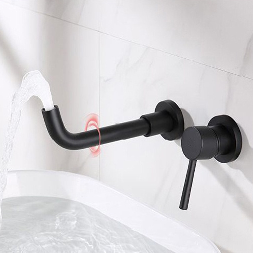 New Design Hotel Water Faucet Bathroom Toilet Wall Mounted Two Hole Black Basin Faucet